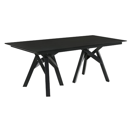 Armen Living Cortina 79" Mid-Century Modern Black Wood Dining Table with Black Legs LCCODIBL